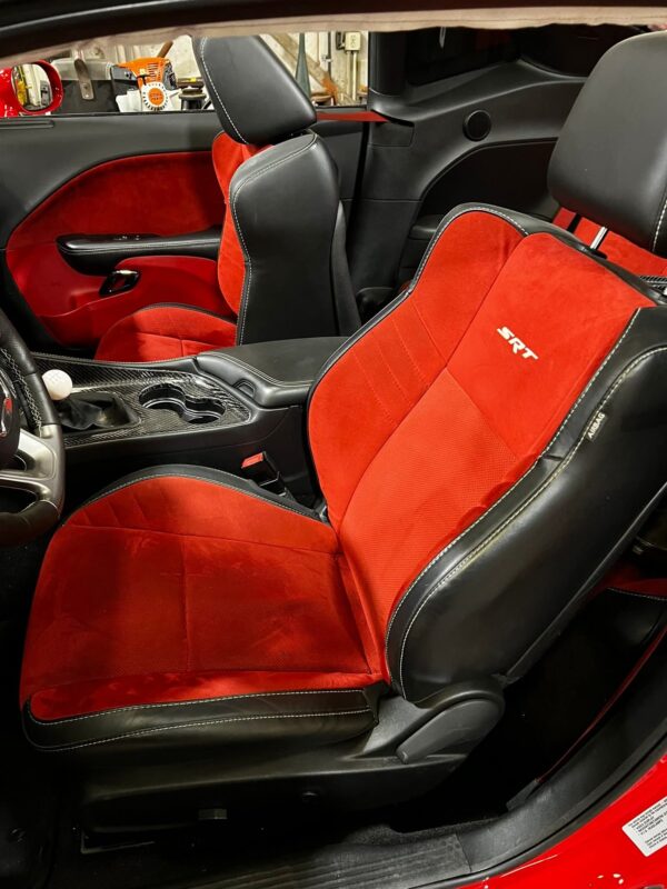 Dodge Challenger Red Leather Suede Seats And Door Panels - Image 3